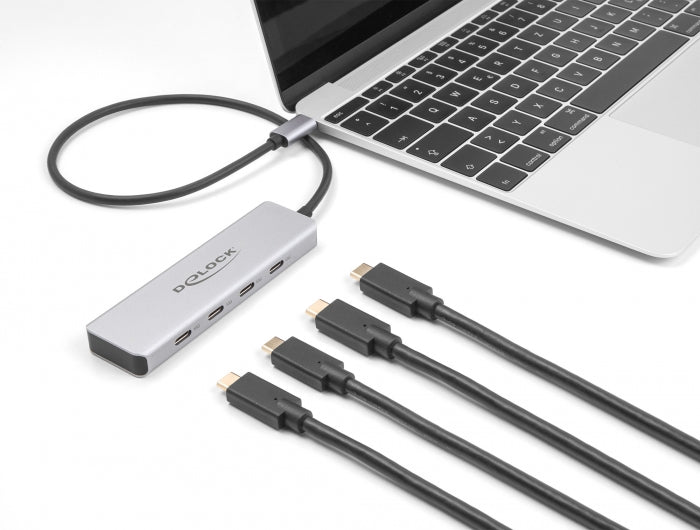 Delock USB 10 Gbps USB Type-C™ Hub mit 4 x USB Type-C™ Buchse mit 35 cm Anschlusskabel