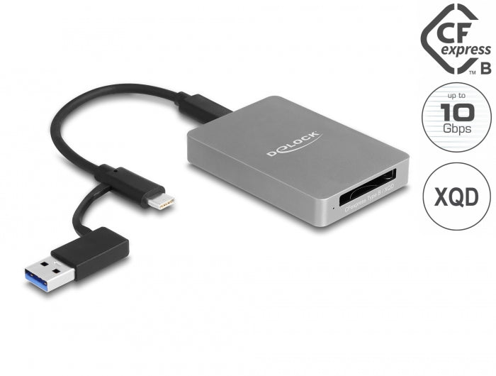 Delock USB Type-C™ Card Reader im Aluminium Gehäuse für CFexpress oder XQD Speicherkarten
