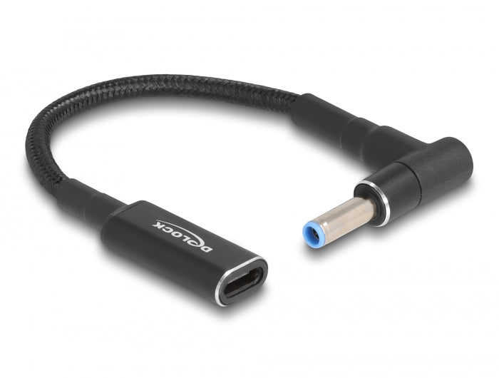 Delock Adapterkabel für Notebook Ladekabel USB Type-C™ Buchse zu HP 4,5 x 3,0 mm Stecker 90° gewinkelt 15 cm