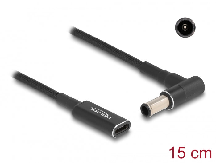 Delock Adapterkabel für Notebook Ladekabel USB Type-C™ Buchse zu Sony 6,0 x 4,3 mm Stecker 90° gewinkelt 15 cm