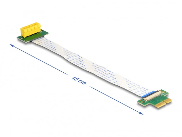 Delock Riser Karte PCI Express x1 Stecker zu x1 Slot 90° gewinkelt mit FPC Kabel 15 cm