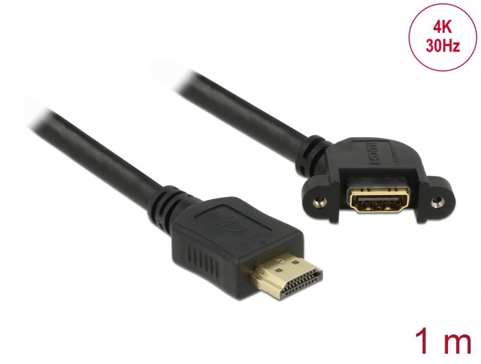 Delock Kabel HDMI-A Stecker > HDMI-A Buchse zum Einbau 110° gewinkelt 4K 30 Hz 1 m