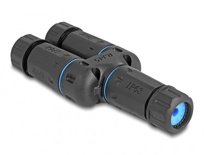 Delock Kabelverbinder RJ45 Buchse zu 2 x RJ45 Buchse Cat.6A wasserfest