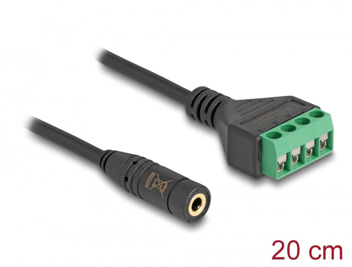 Delock Kabel Klinkenbuchse 3,5 mm 4 Pin zu Terminalblock Adapter 20 cm