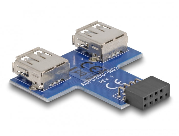 Delock USB Pin Header Buchse > 2 x USB 2.0 Buchse - oben