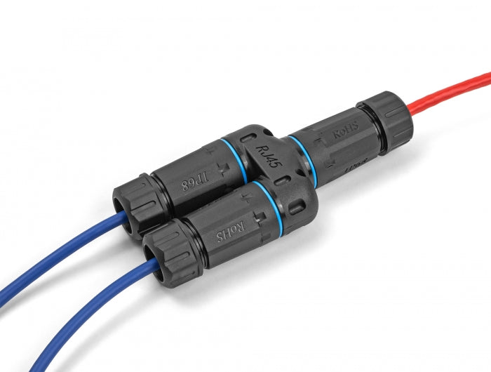 Delock Kabelverbinder RJ45 Buchse zu 2 x RJ45 Buchse Cat.6A wasserfest