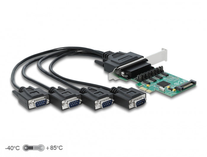 Delock PCI Express x1 Karte zu 4 x Seriell RS-232 mit Spannungsversorgung