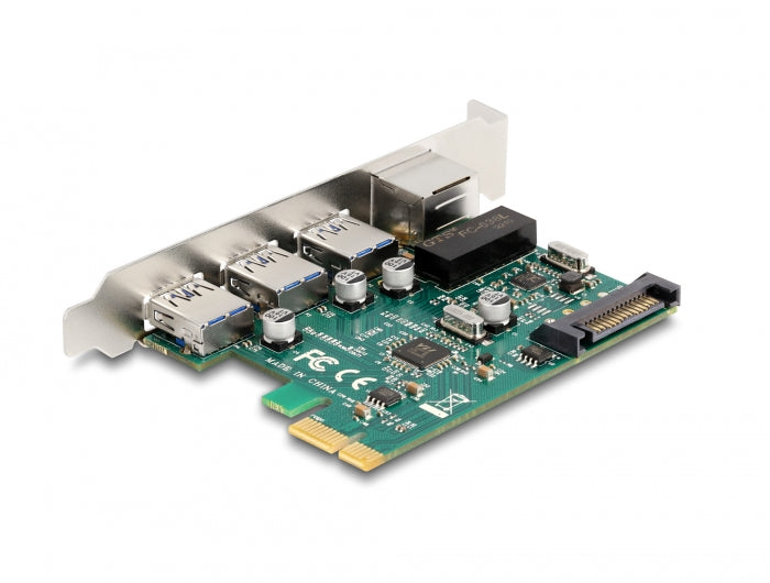 Delock PCI Express x1 Karte zu 3 x USB 5 Gbps Typ-A Buchse + 1 x Gigabit LAN