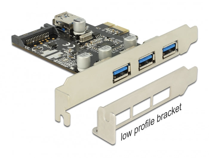 Delock PCI Express x1 Karte zu 3 x extern + 1 x intern USB 5 Gbps Typ-A Buchse