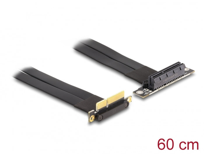 Delock Riser Karte PCI Express x4 Stecker 90° gewinkelt zu x4 Slot 90° gewinkelt mit Kabel 60 cm