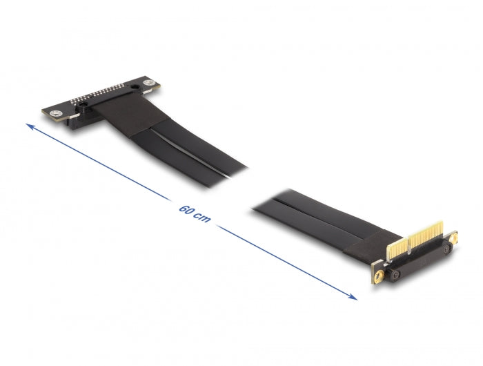Delock Riser Karte PCI Express x4 Stecker 90° gewinkelt zu x4 Slot 90° gewinkelt mit Kabel 60 cm