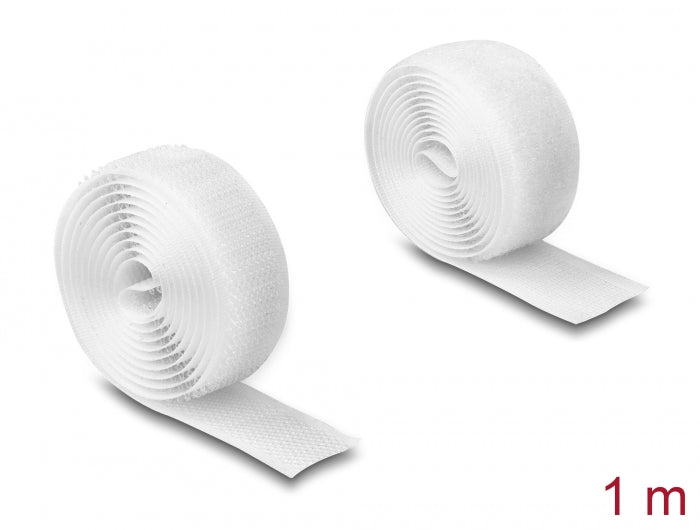 Delock Strapazierfähiges Klettband mit Haft- und Flauschband L 1 m x B 20 mm weiß