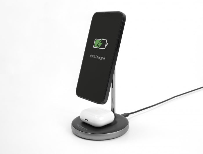 Delock Wireless Charger 2 in 1 mit 5 W / 7,5 W / 10 W / 15 W - Qi