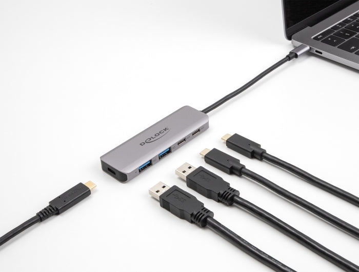 Delock USB 5 Gbps 2 Port USB Type-C™ und 2 Port Typ-A Hub mit USB Type-C™ Anschluss