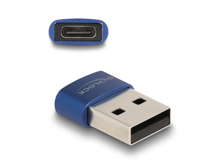 Delock USB 2.0 Adapter USB Typ-A Stecker zu USB Type-C™ Buchse blau