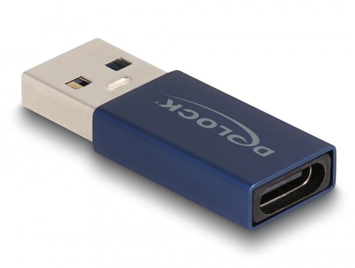 Delock USB 10 Gbps Adapter USB Typ-A Stecker zu USB Type-C™ Buchse aktiv blau