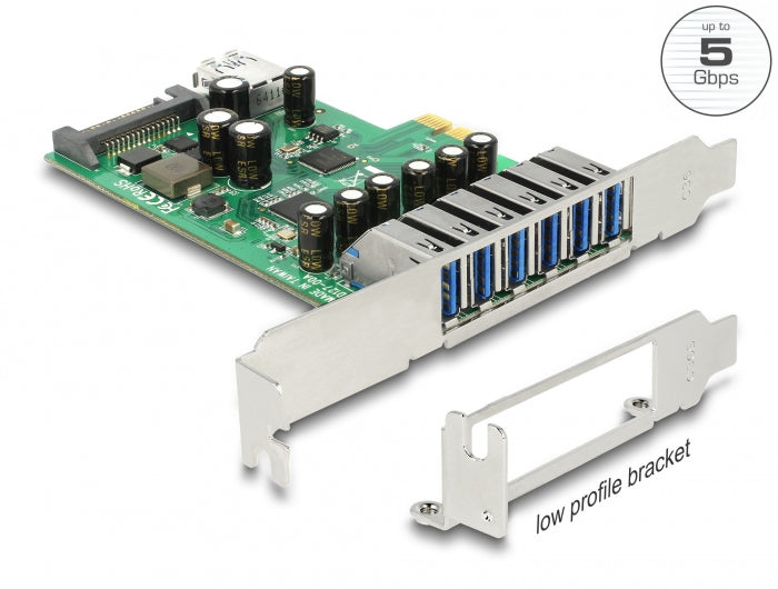 Delock PCI Express x1 Karte zu 6 x extern + 1 x intern USB 5 Gbps Typ-A Buchse