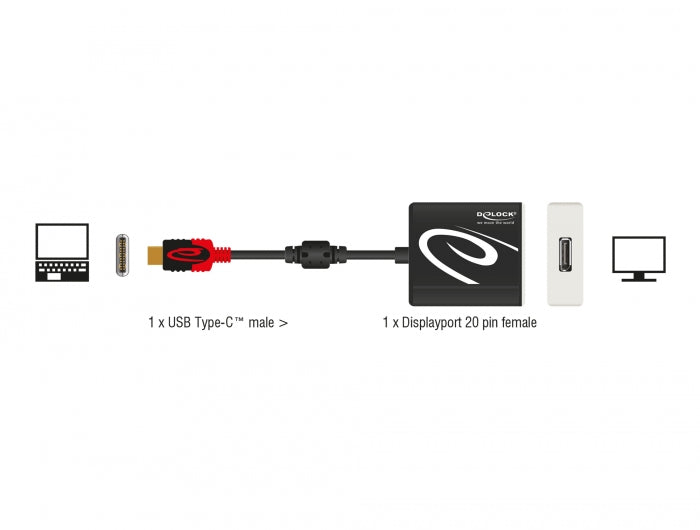 Delock Adapter USB Type-C™ Stecker zu DisplayPort Buchse (DP Alt Mode) 8K 60 Hz