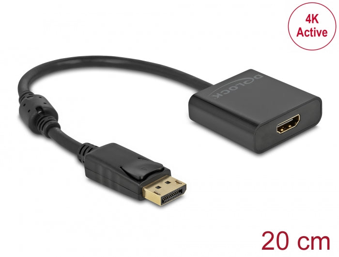 Delock Adapter DisplayPort 1.2 Stecker zu HDMI Buchse 4K Aktiv schwarz