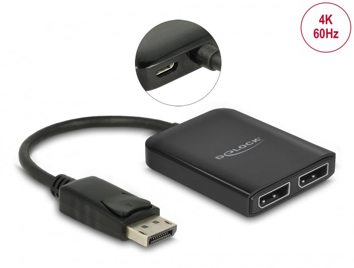 Delock DisplayPort 1.4 Splitter 1 x DisplayPort zu 2 x DisplayPort MST