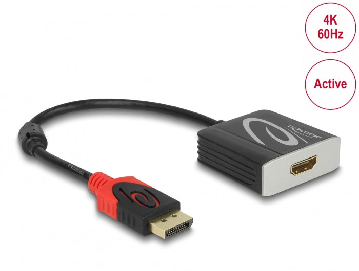 Delock Aktiver DisplayPort 1.4 zu HDMI Adapter 4K 60 Hz (HDR)