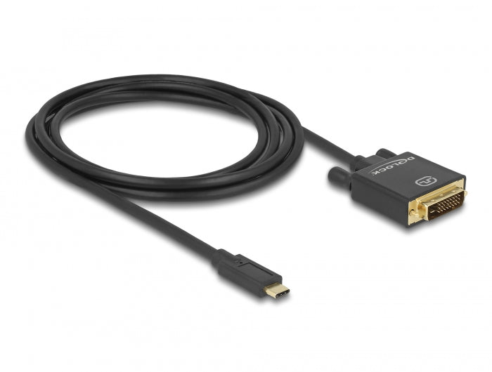Delock Kabel USB Type-C™ Stecker > DVI 24+1 Stecker (DP Alt Mode) 4K 30 Hz 2 m schwarz