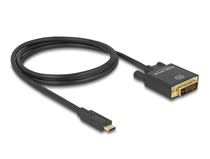 Delock Kabel USB Type-C™ Stecker > DVI 24+1 Stecker (DP Alt Mode) 4K 30 Hz 1 m schwarz
