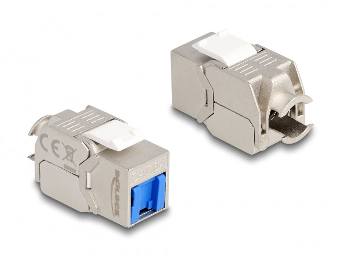 Delock Keystone Modul RJ45 Buchse zu LSA Cat.6A werkzeugfrei mit blauer Staubschutzkappe