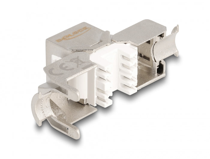 Delock Keystone Modul RJ45 Buchse zu LSA Cat.6A werkzeugfrei mit blauer Staubschutzkappe