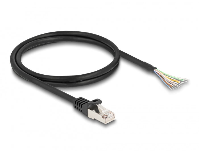 Delock Kabel RJ50 Stecker zu offenen Kabelenden S/FTP 1 m schwarz