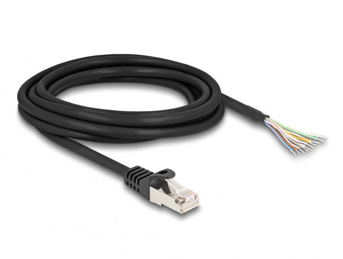 Delock Kabel RJ50 Stecker zu offenen Kabelenden S/FTP 3 m schwarz
