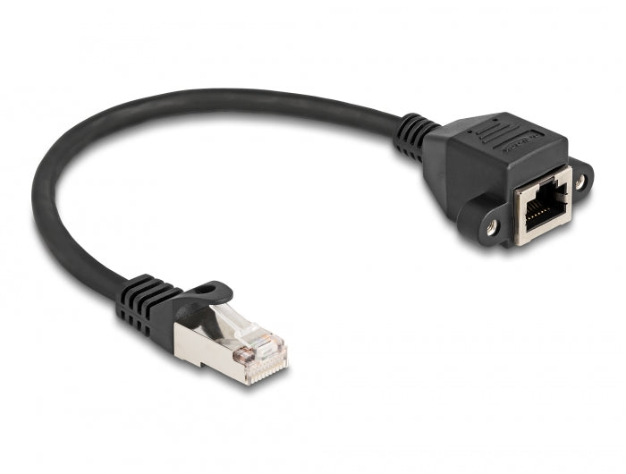 Delock RJ50 Verlängerungskabel Stecker zu Buchse S/FTP 0,25 m schwarz