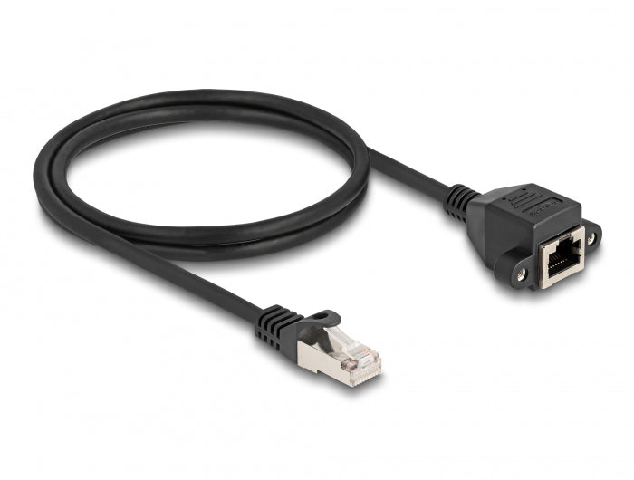 Delock RJ50 Verlängerungskabel Stecker zu Buchse S/FTP 1 m schwarz