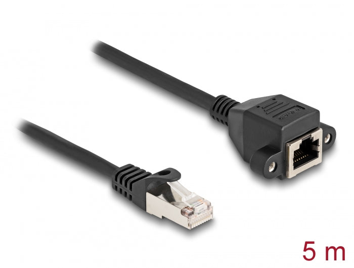 Delock RJ50 Verlängerungskabel Stecker zu Buchse S/FTP 5 m schwarz