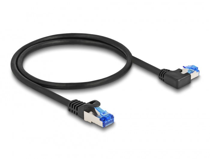 Delock RJ45 Netzwerkkabel Cat.6A S/FTP gerade / links gewinkelt 0,5 m schwarz