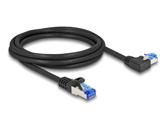 Delock RJ45 Netzwerkkabel Cat.6A S/FTP gerade / links gewinkelt 2 m schwarz