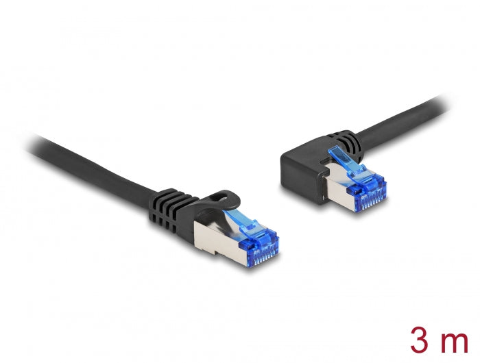 Delock RJ45 Netzwerkkabel Cat.6A S/FTP gerade / links gewinkelt 3 m schwarz