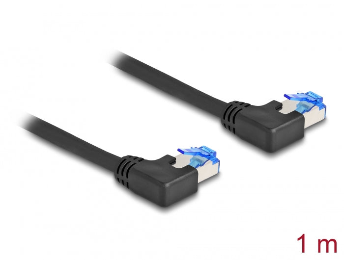 Delock RJ45 Netzwerkkabel Cat.6A S/FTP links gewinkelt 1 m schwarz