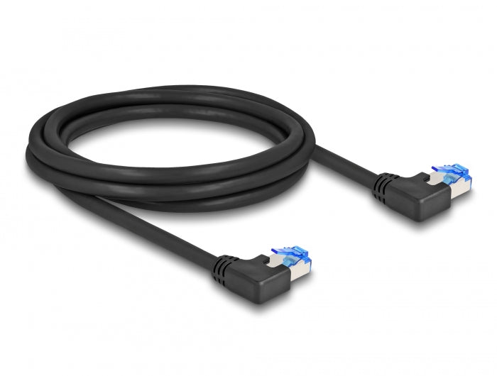 Delock RJ45 Netzwerkkabel Cat.6A S/FTP links gewinkelt 2 m schwarz