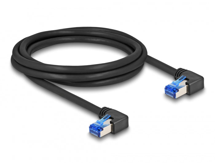 Delock RJ45 Netzwerkkabel Cat.6A S/FTP rechts gewinkelt 2 m schwarz