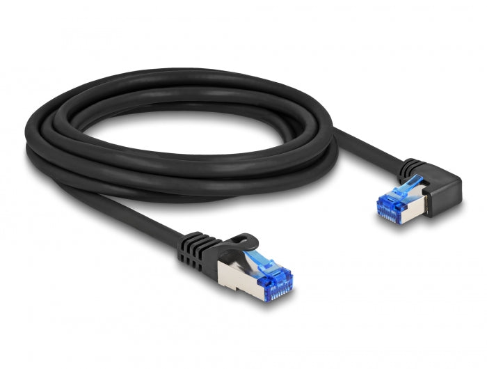 Delock RJ45 Netzwerkkabel Cat.6A S/FTP gerade / rechts gewinkelt 3 m schwarz