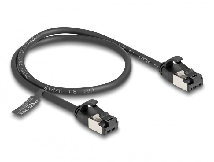 Delock RJ45 Kabel Stecker zu Stecker Cat.8.1 flexibel 0,5 m schwarz