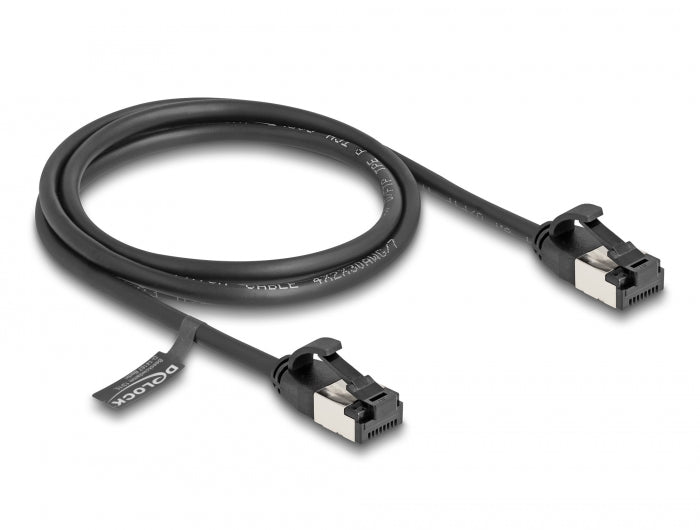 Delock RJ45 Kabel Stecker zu Stecker Cat.8.1 flexibel 1 m schwarz