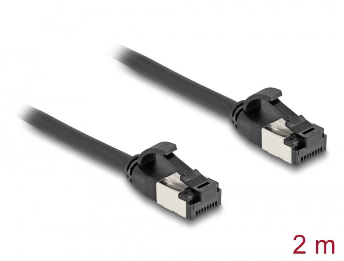 Delock RJ45 Kabel Stecker zu Stecker Cat.8.1 flexibel 2 m schwarz