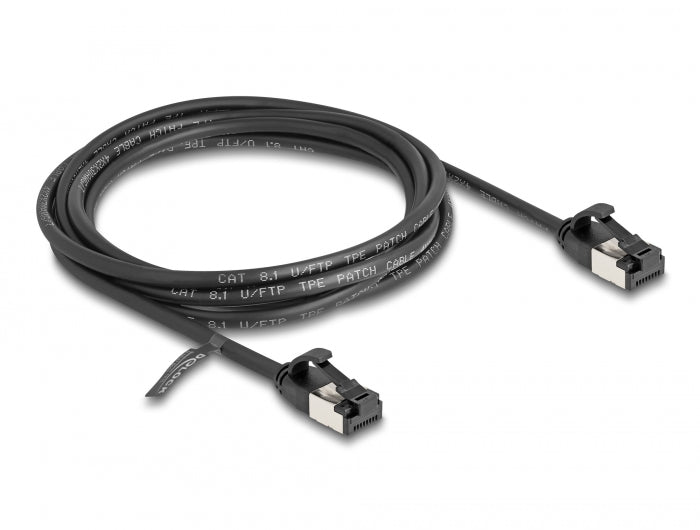Delock RJ45 Kabel Stecker zu Stecker Cat.8.1 flexibel 2 m schwarz