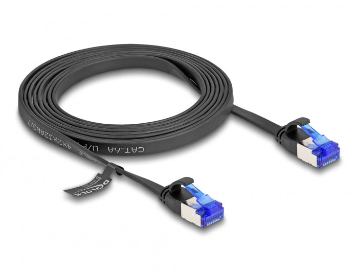 Delock RJ45 Flachband Patchkabel Stecker zu Stecker Cat.6A flexibel 2 m schwarz