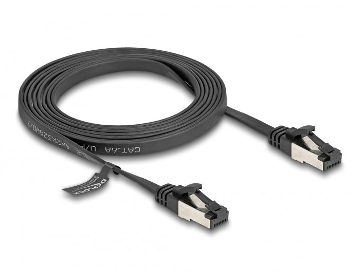 Delock RJ45 Flachband Patchkabel Stecker zu Stecker Cat.8.1 flexibel 2 m schwarz