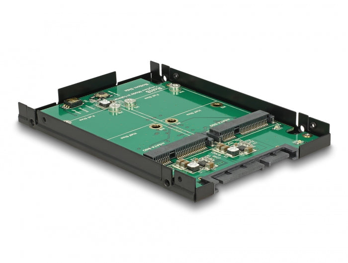 Delock 2.5″ Konverter SATA 22 Pin > 2 x mSATA mit RAID mit Gehäuse