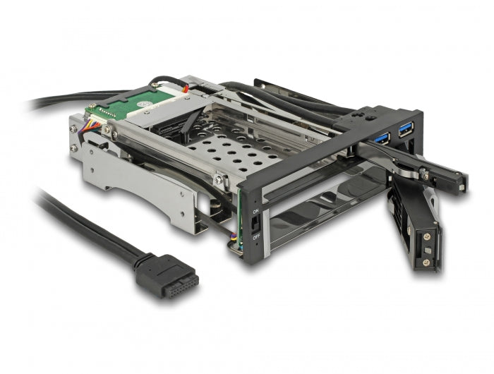 Delock 5.25″ Wechselrahmen für 1 x 2.5″ + 1 x 3.5″ SATA HDD + 2 x USB 3.0 Ports