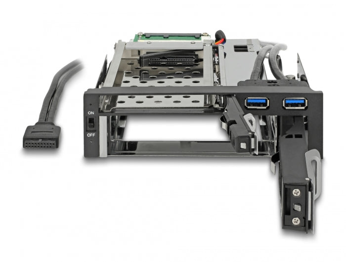 Delock 5.25″ Wechselrahmen für 1 x 2.5″ + 1 x 3.5″ SATA HDD + 2 x USB 3.0 Ports